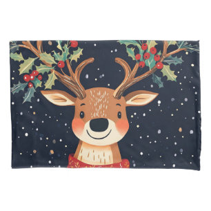 Reindeer Starry Christmas Twinkle Night Pillow Case