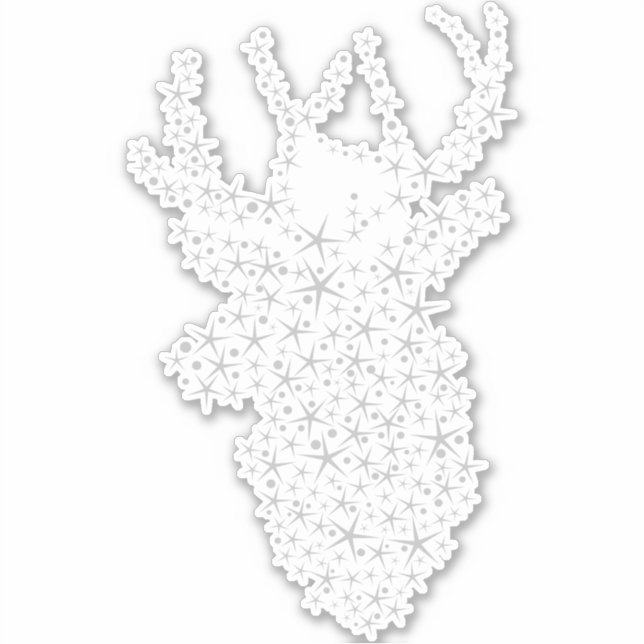 Reindeer Stars Christmas Sticker (Front)