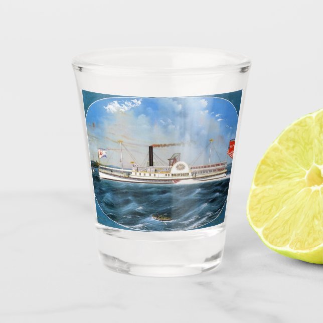 Reindeer Steamboat 1850 Shot Glass (Front)