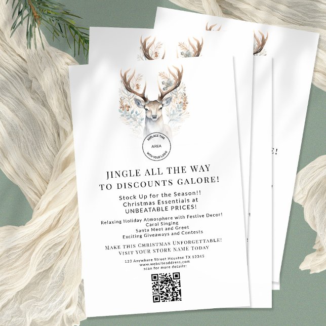 Reindeer Store Christmas Offers QR Code Flyer (Creator Uploaded)