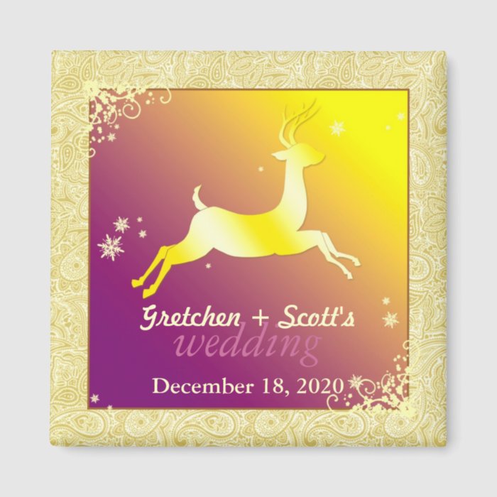 Reindeer, Swirls, Snowflakes Save the Date Magnets