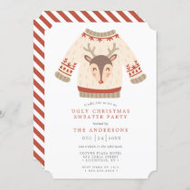 Reindeer Tacky Ugly Christmas Sweater Party Invitation