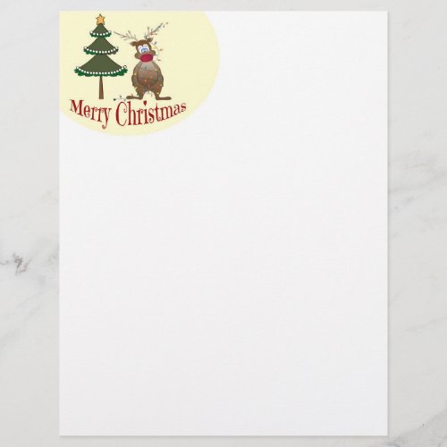 Reindeer Tangled in Lights Christmas Letter Paper