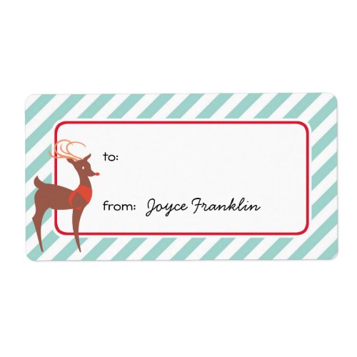 Reindeer teal stripes custom to from gift tag