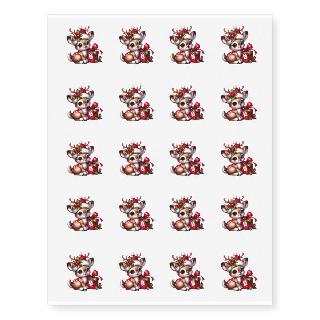 Reindeer Temporary Tattoo Sheet (Front)