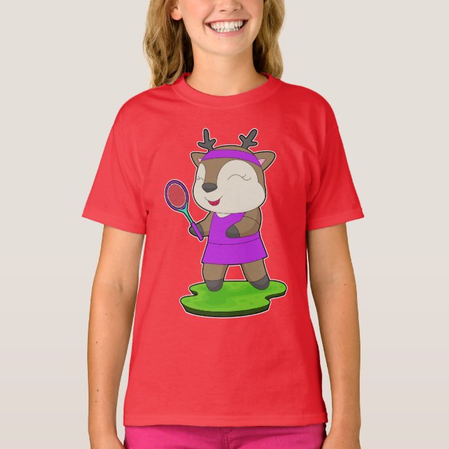Reindeer Tennis Tennis racket T-Shirt (Front)