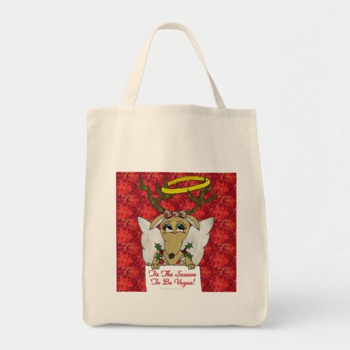 Reindeer Tis The Season to Be Vegan  Angel Gifts Tote Bag