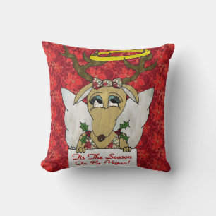 Reindeer Tis The Season to Be Vegan Angel Pillow