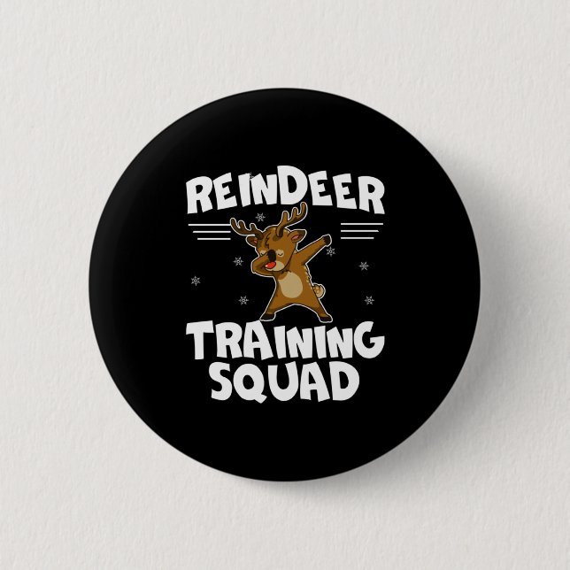 Reindeer Training Squad Deer Team Xmas Running New Button (Front)