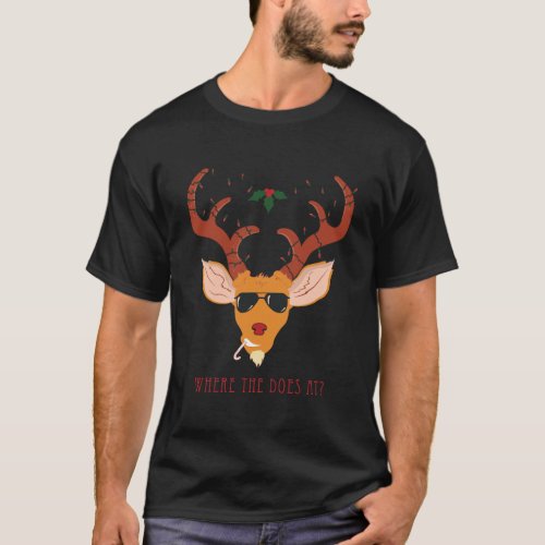 Reindeer Ugly Christmas Mistletoe Holiday Candy T_Shirt