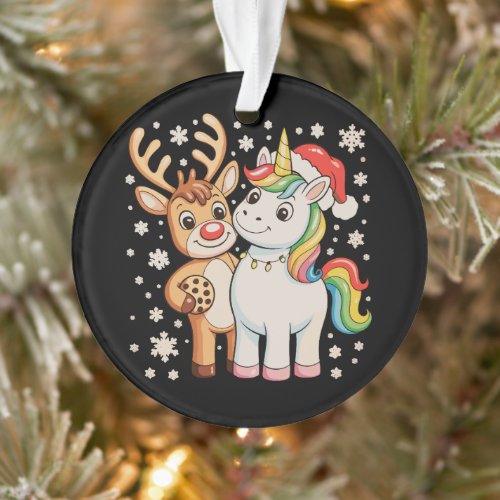 Reindeer Unicorn Christmas Xmas Holiday Season Ornament