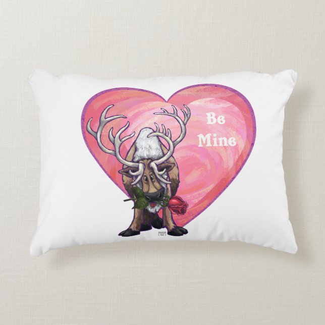 Reindeer Valentine's Day Accent Pillow (Front)
