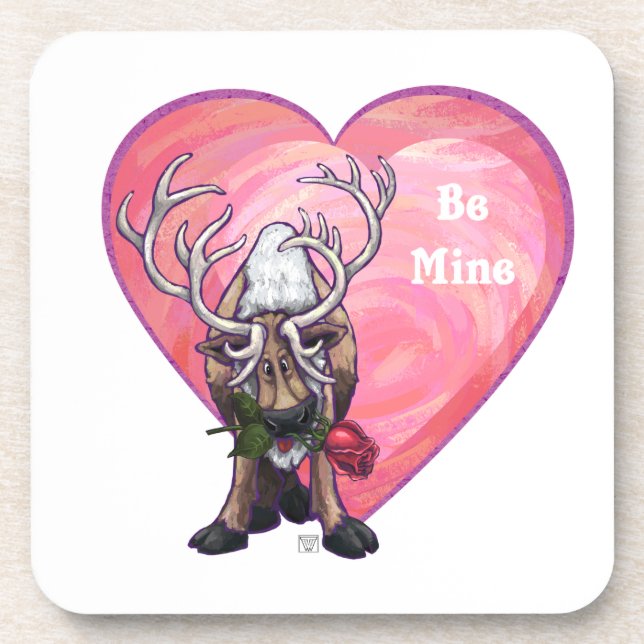 Reindeer Valentine's Day Coaster (Front)