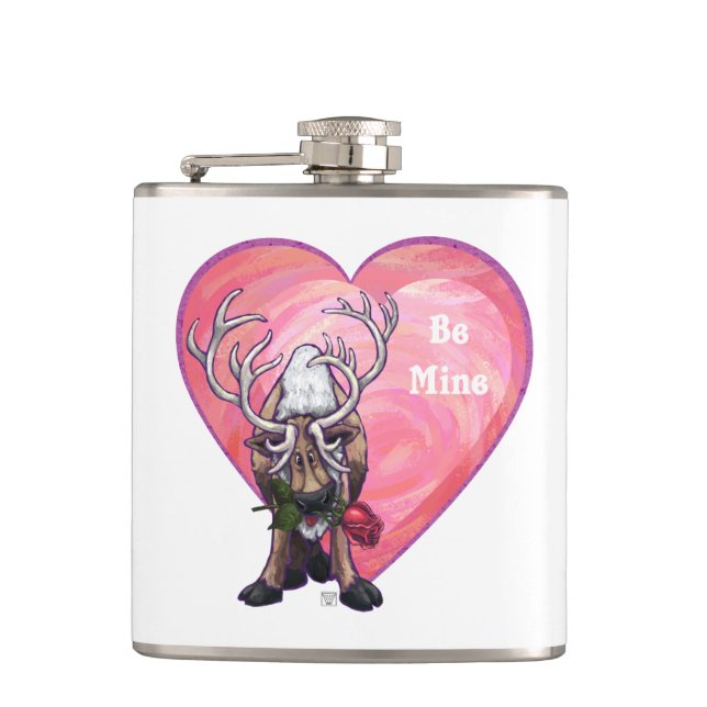 Reindeer Valentine's Day Hip Flask (Front)