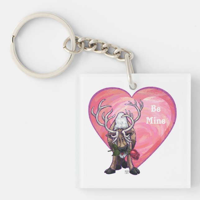 Reindeer Valentine's Day Keychain (Front)