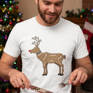 Reindeer Venison Butcher Chart - Dry Humor Holiday T-Shirt