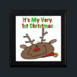 Reindeer Very 1st Christmas Gift Box<br><div class="desc">An adorable baby's 1st Christmas design on first Christmas T-shirts,  bodysuits,  magnets,  cards,  stickers,  keepsake ornaments,  and more featuring a cute reindeer design and red and green text that reads It's My Very 1st Christmas!</div>