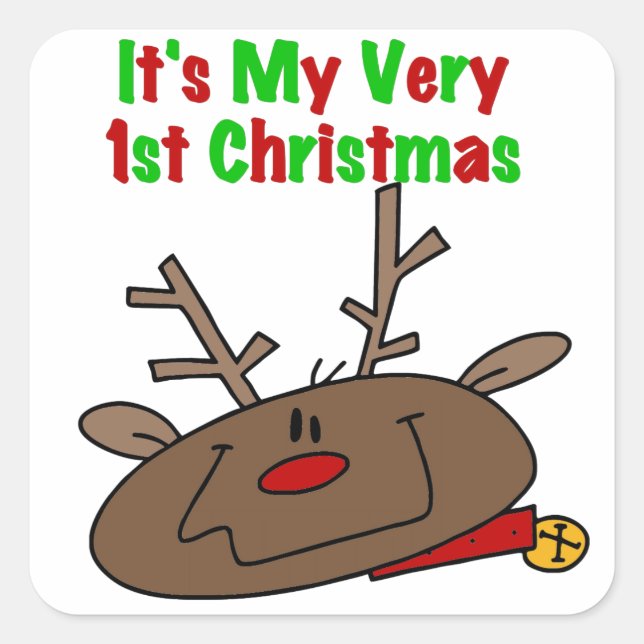 Reindeer Very 1st Christmas Square Sticker (Front)