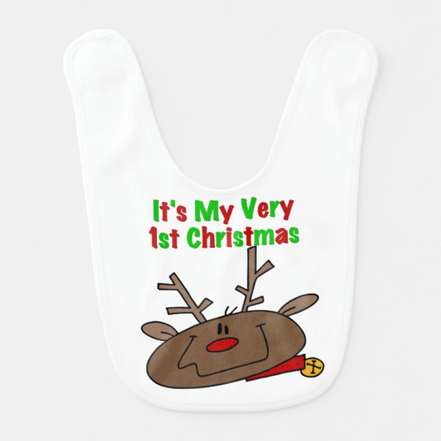 Reindeer Very First Christmas Bib (Front)