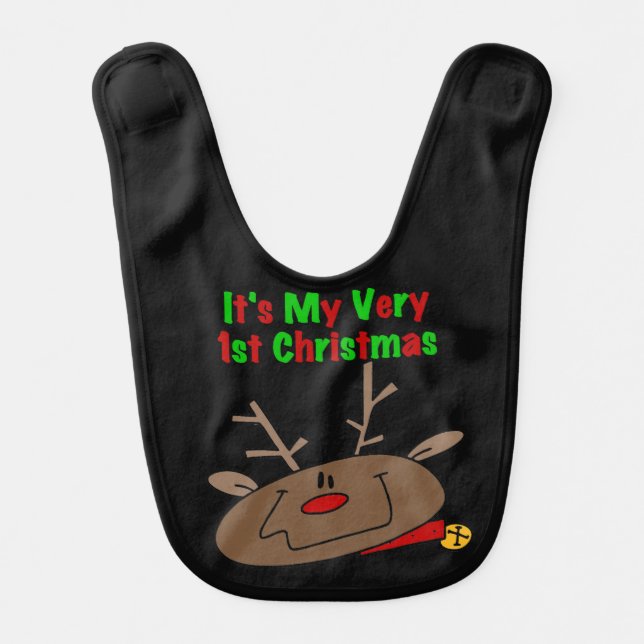 Reindeer Very First Christmas Bib (Front)