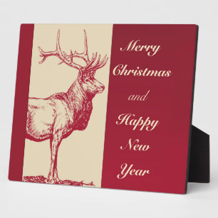 Reindeer Vintage Illustration Plaque