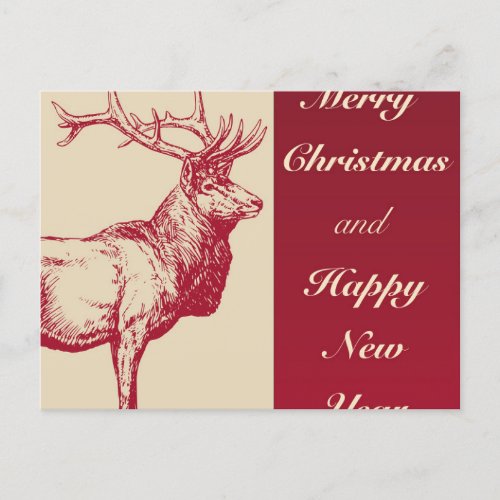 Reindeer Vintage Illustration Postcard