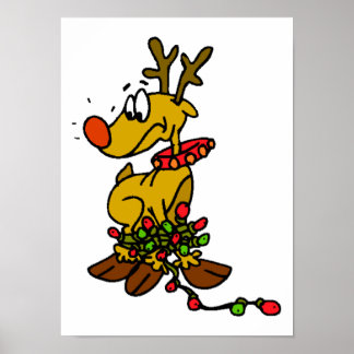 Reindeer w/ Lights Poster