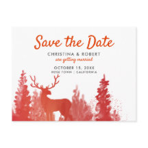 Reindeer Watercolor Red Winter Save The Date