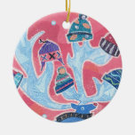 Reindeer Wearing Many Hats In Winter Christmas Ceramic Ornament at Zazzle