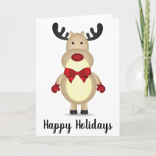 Reindeer Wearing Red Bow Tie Greeting Card
