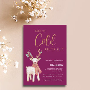 Reindeer Winter Cold Outside Baby Shower Invitation