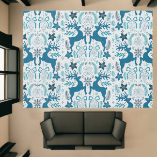 Reindeer Winter Forest Nature Geometric Pattern Rug