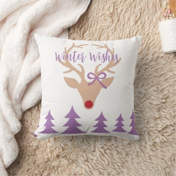 Reindeer Winter Home Decor Throw Pillow by AestheticJourneys at Zazzle