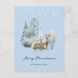 Reindeer Winter Scene Funny Merry Christmas Card