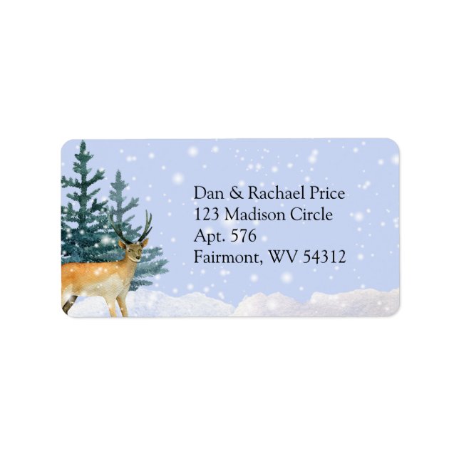 Reindeer Winter Scene Return Address Label (Front)