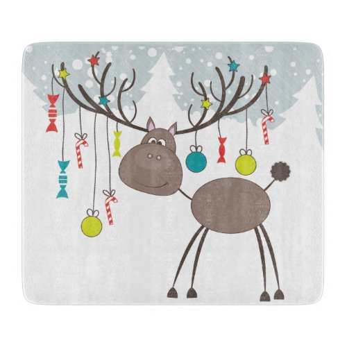 Reindeer Winter Seasons Greetings Cutting Board