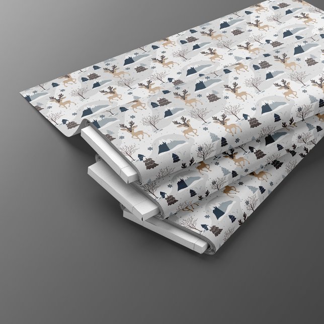 Reindeer Winter White Christmas Seamless Pattern Fabric (Creator Uploaded)