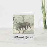 [ Thumbnail: Reindeer With Antlers, "Thank You!", Vintage Look Card ]