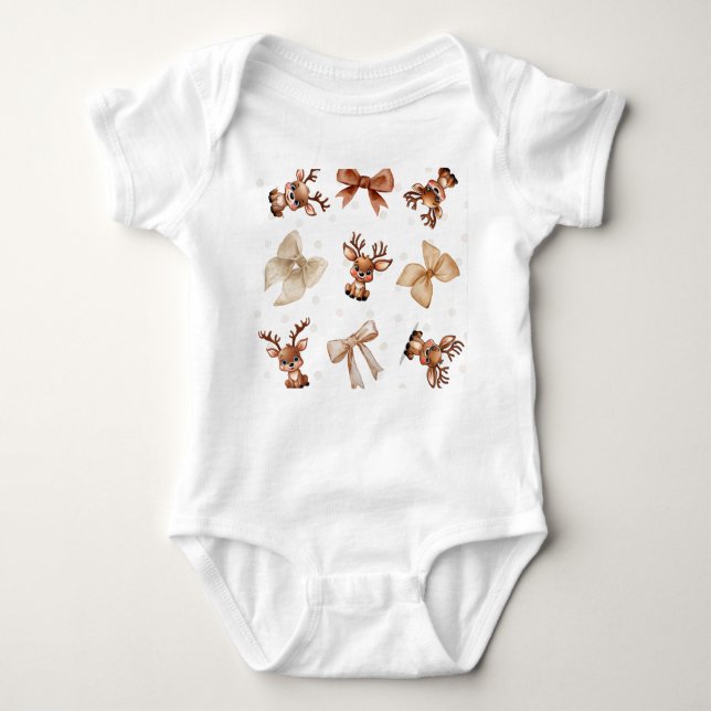 Reindeer with Bows Coquette Baby Tee (Front)