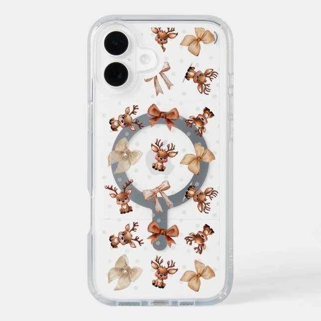 Reindeer with bows Coquette iPhone 16 case (Front)