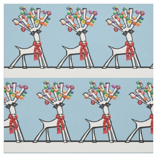 Reindeer with Christmas lights Fabric