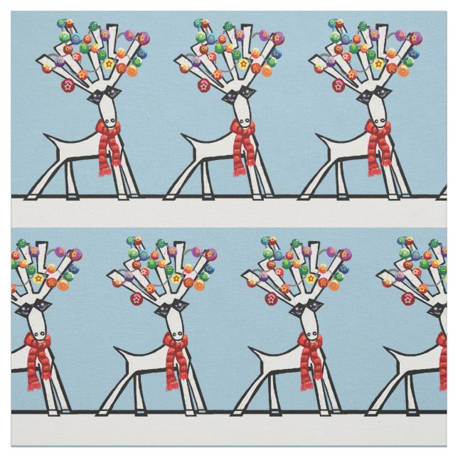 Reindeer with Christmas lights Fabric (Swatch)