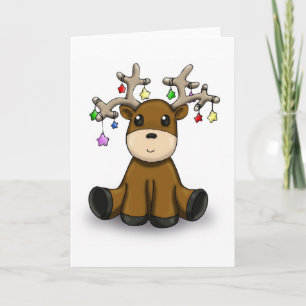 Reindeer with Colored Stars Holiday Card