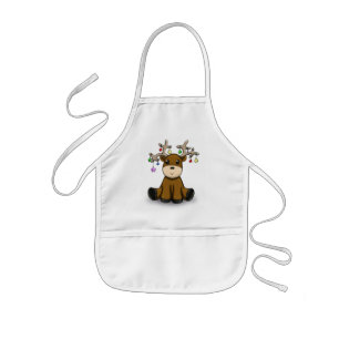 Reindeer with Colored Stars Kids' Apron