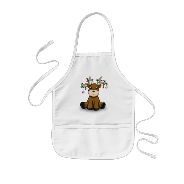 Reindeer with Colored Stars Kids' Apron (Front)