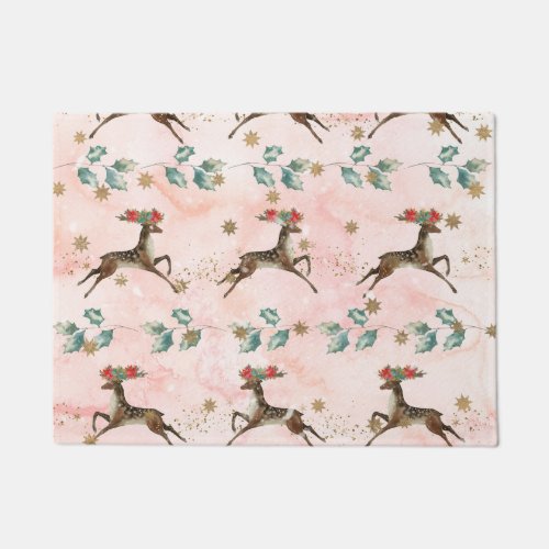 Reindeer With Flowers In Antlers Pattern Doormat