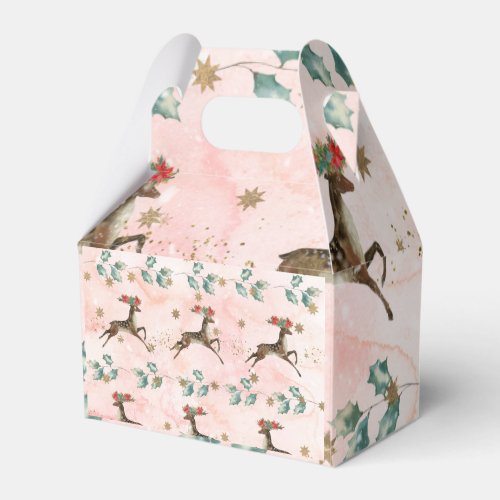 Reindeer With Flowers In Antlers Pattern Favor Boxes