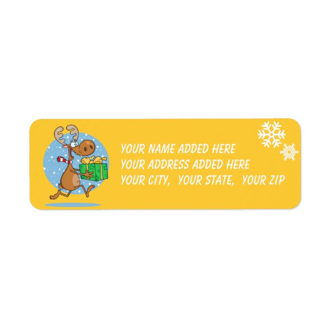 Reindeer With Gift Return Address Labels (Front)