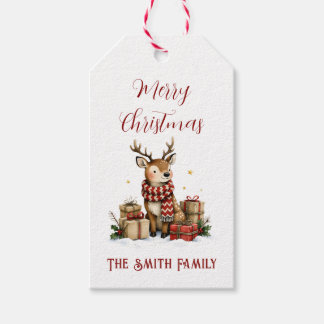 Reindeer With Gifts Christmas Holiday Custom Gift Tags