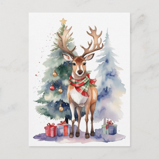 Reindeer with gifts postcard (Front)